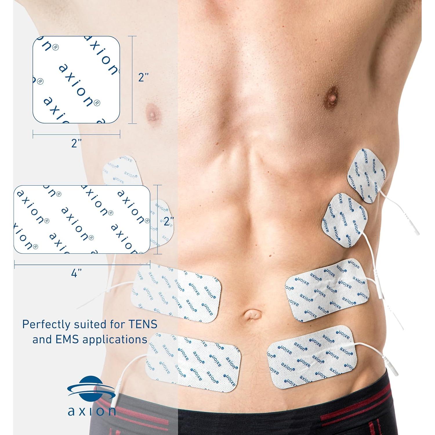 16 Almohadillas Electrodos TENS Axion - 8 Cuadradas 5x5cm y 8 Rectangulares 10x5cm