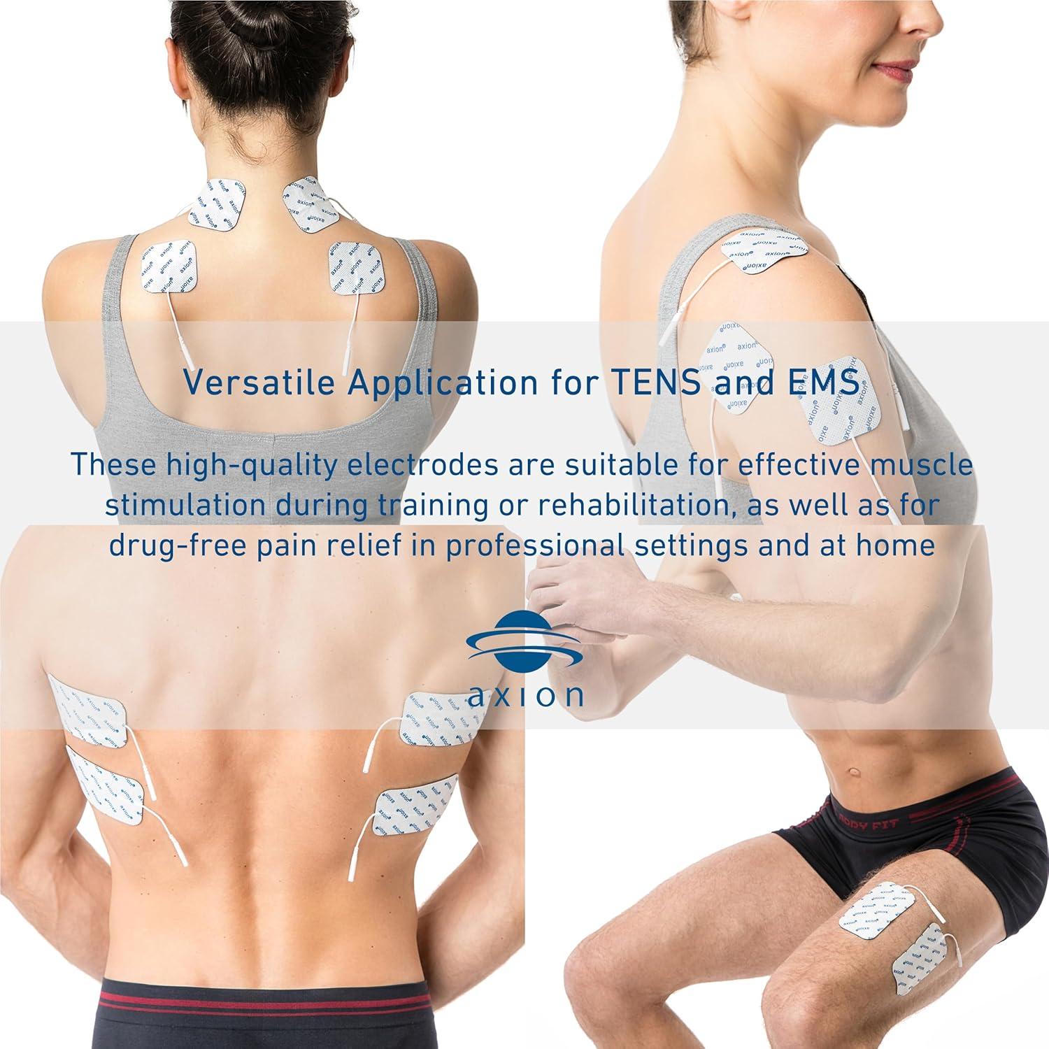 16 Almohadillas Electrodos TENS Axion - 8 Cuadradas 5x5cm y 8 Rectangulares 10x5cm