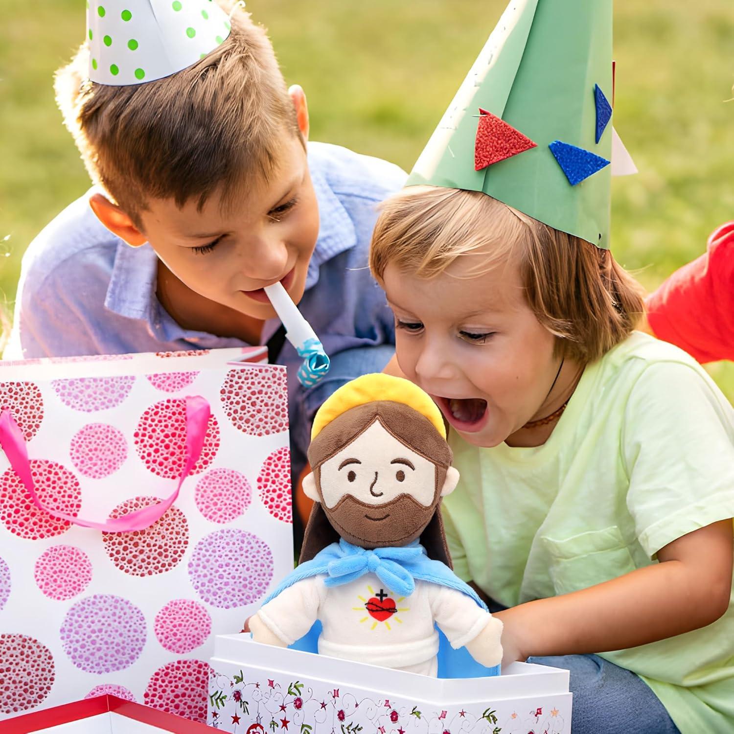 Muñeco de Peluche Jesús Azul 33 cm con Capa Removible