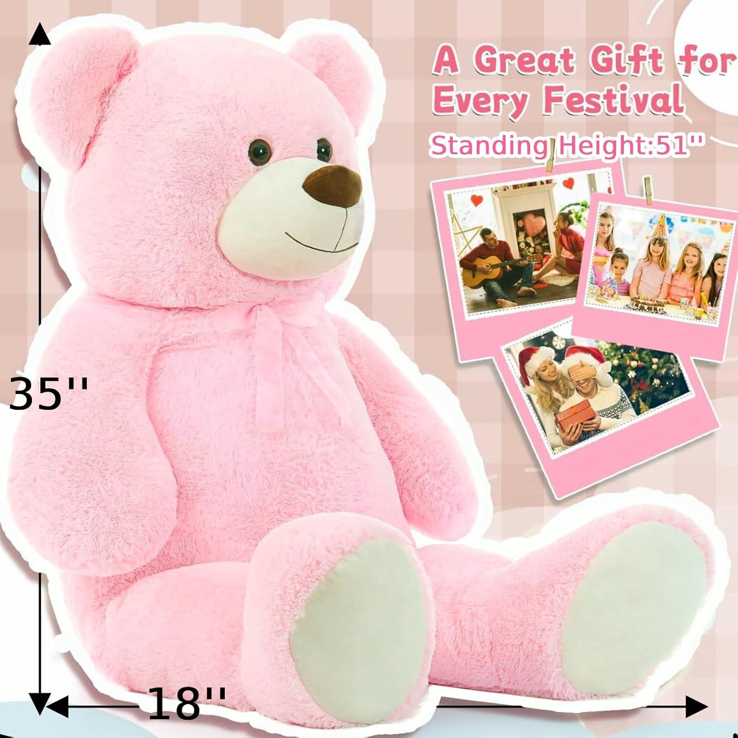 Osito de Peluche Rosa Gigante 129 cm para Niñas