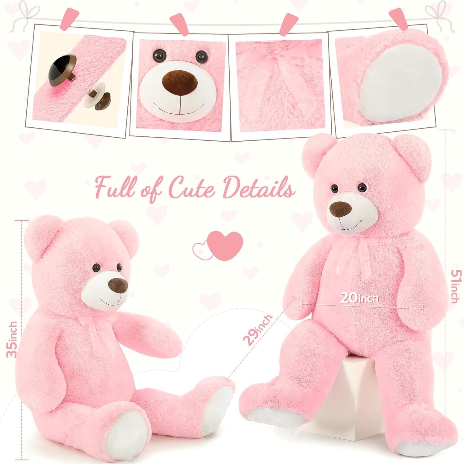 Osito de Peluche Rosa Gigante 129 cm para Niñas