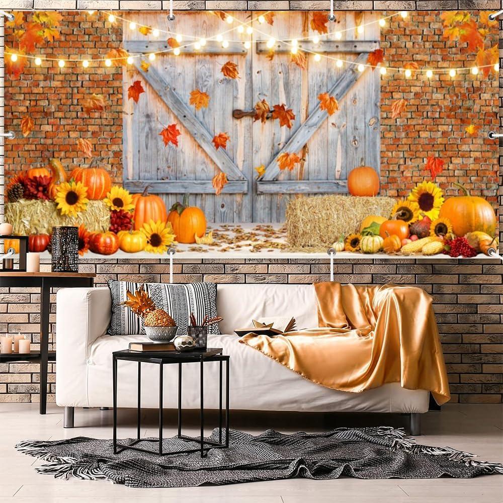 Decoración de Puerta de Garaje Otoño 2.44x1.22m con Luces LED