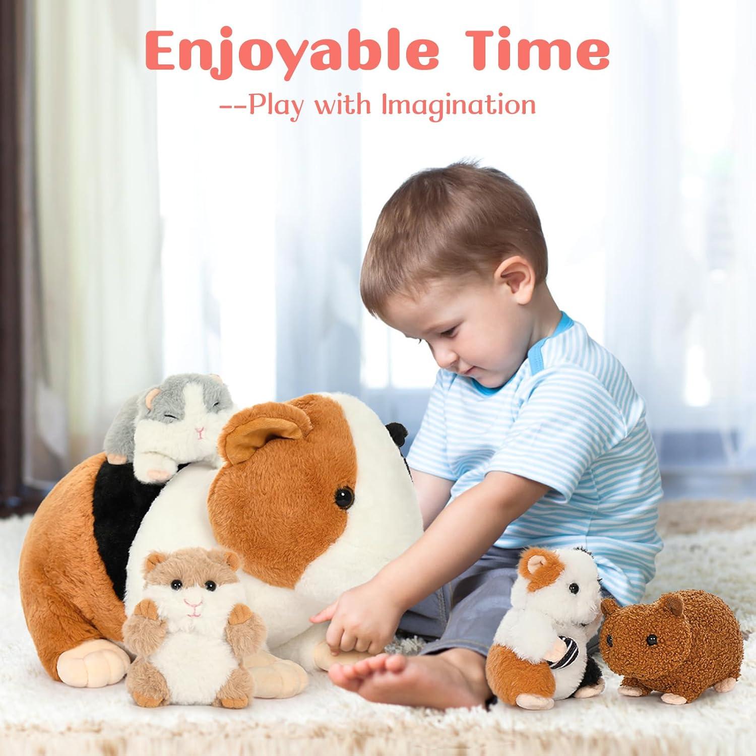 Peluches de Cobaya Mamá y Bebés 5 en 1 - 50 cm