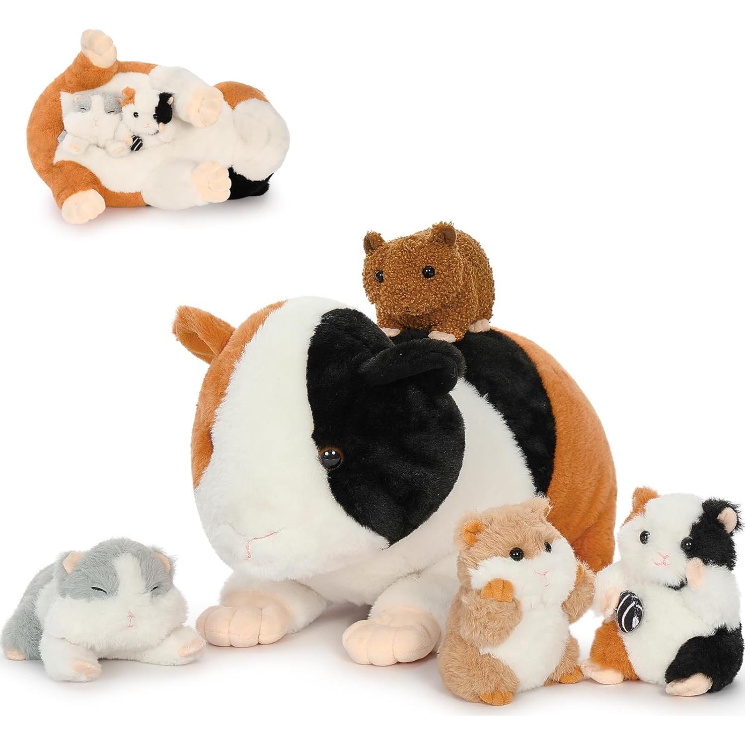 Peluches de Cobaya Mamá y Bebés 5 en 1 - 50 cm
