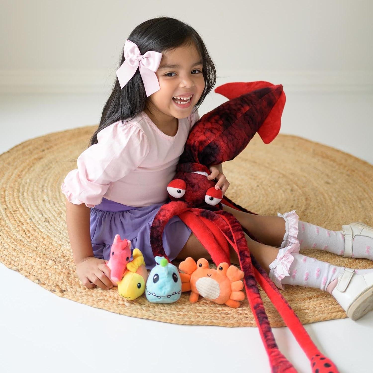 Animal de peluche calamar gigante Karister 104.9 cm + 4 juguetes