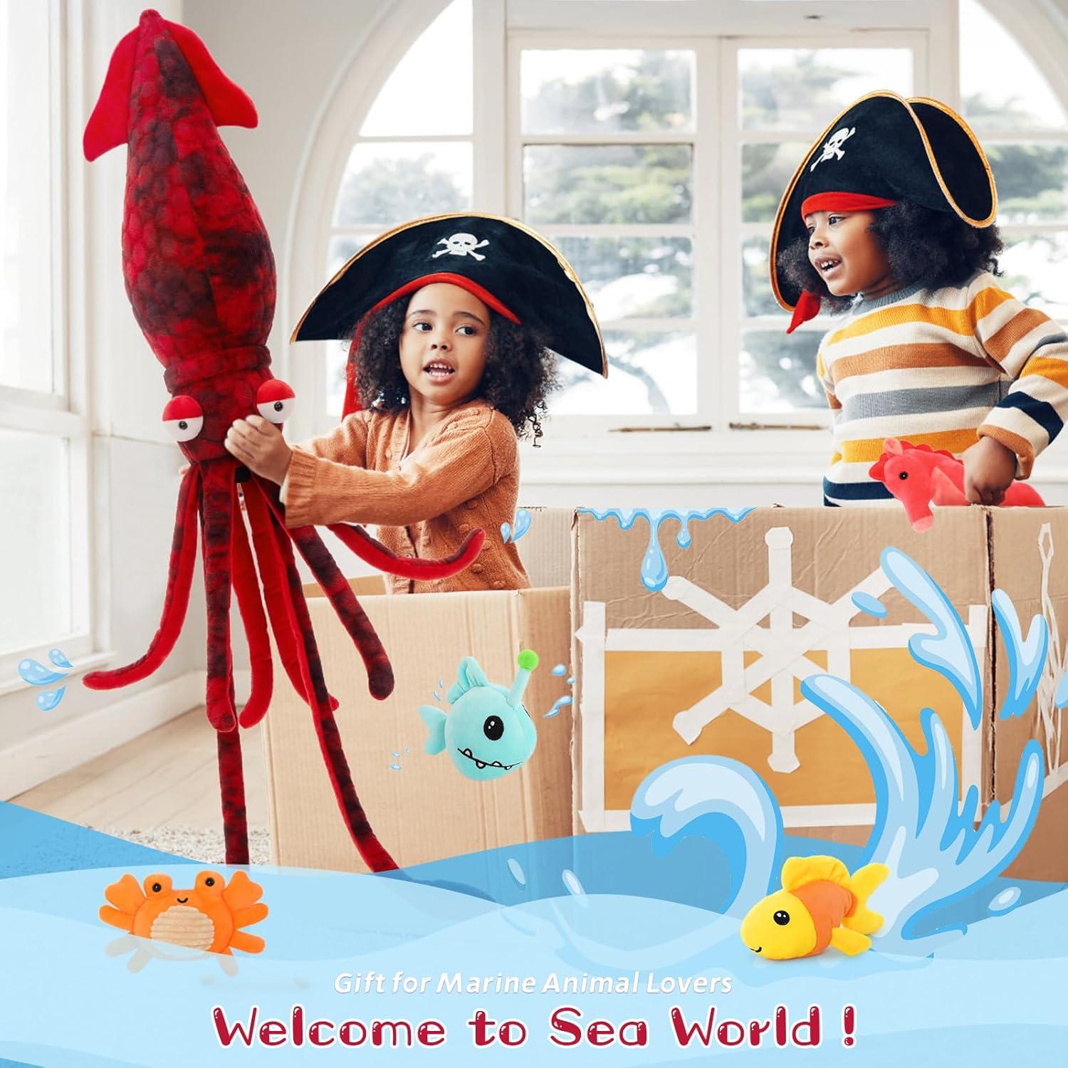 Animal de peluche calamar gigante Karister 104.9 cm + 4 juguetes