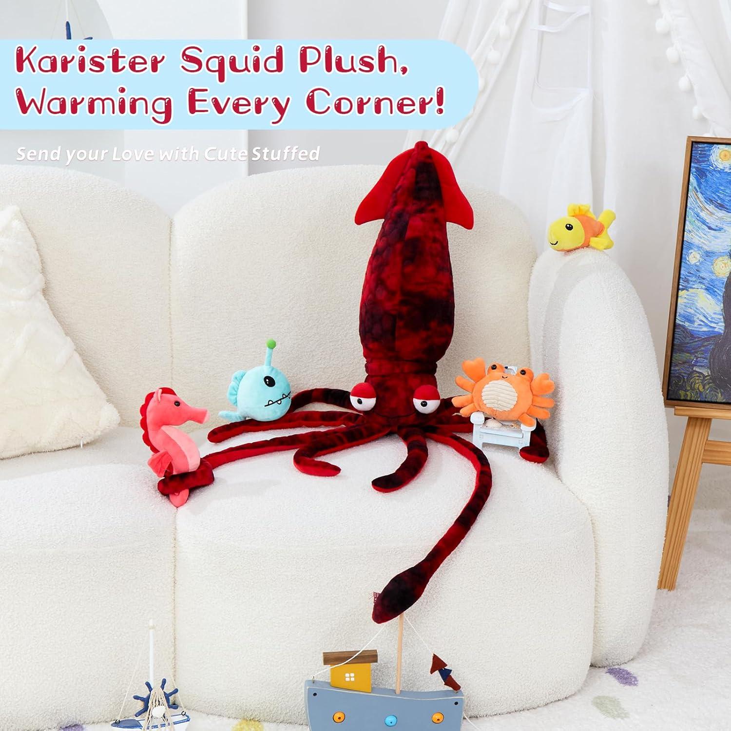 Animal de peluche calamar gigante Karister 104.9 cm + 4 juguetes