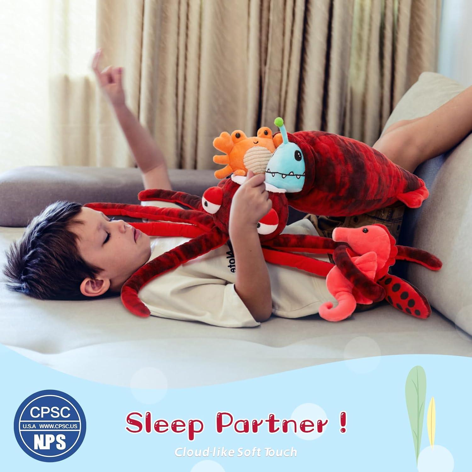 Animal de peluche calamar gigante Karister 104.9 cm + 4 juguetes