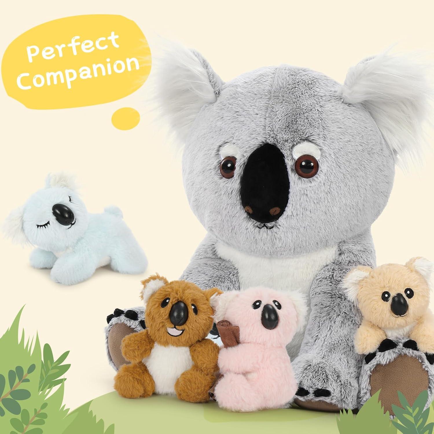 Peluche Koala Mamá con 4 Bebés 45.72 cm Suave