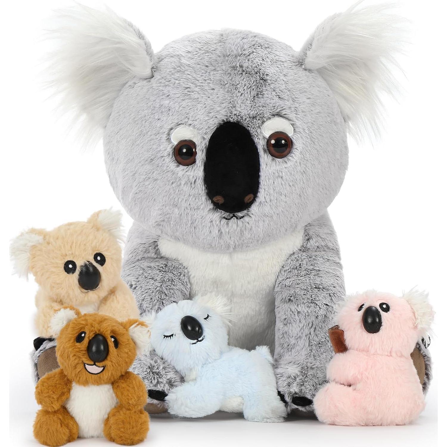 Peluche Koala Mamá con 4 Bebés 45.72 cm Suave