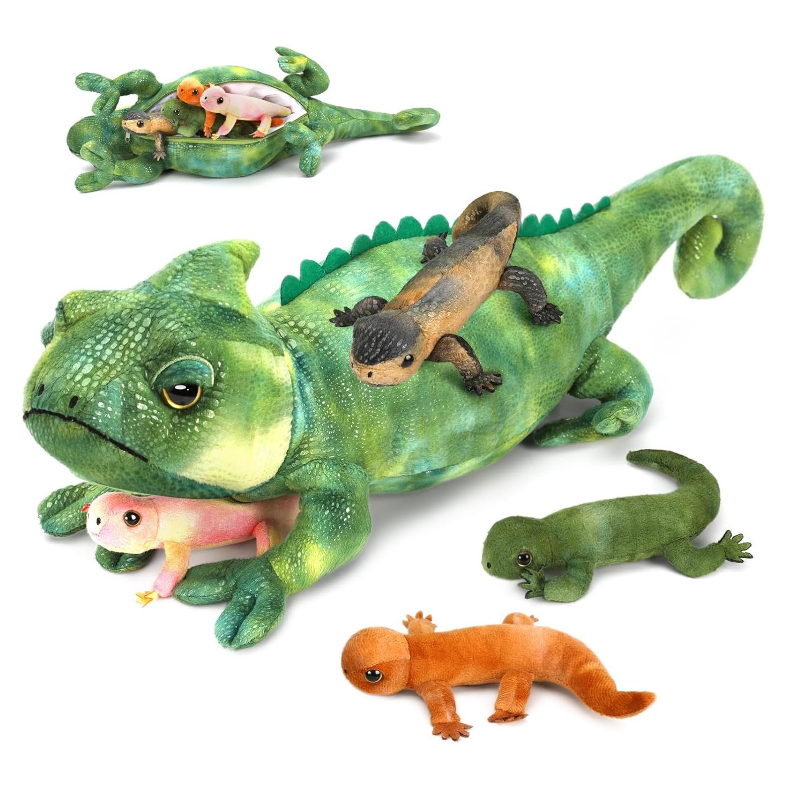 Peluche Lagarto Gigante 68 cm con 4 Bebés - Regalo Ideal