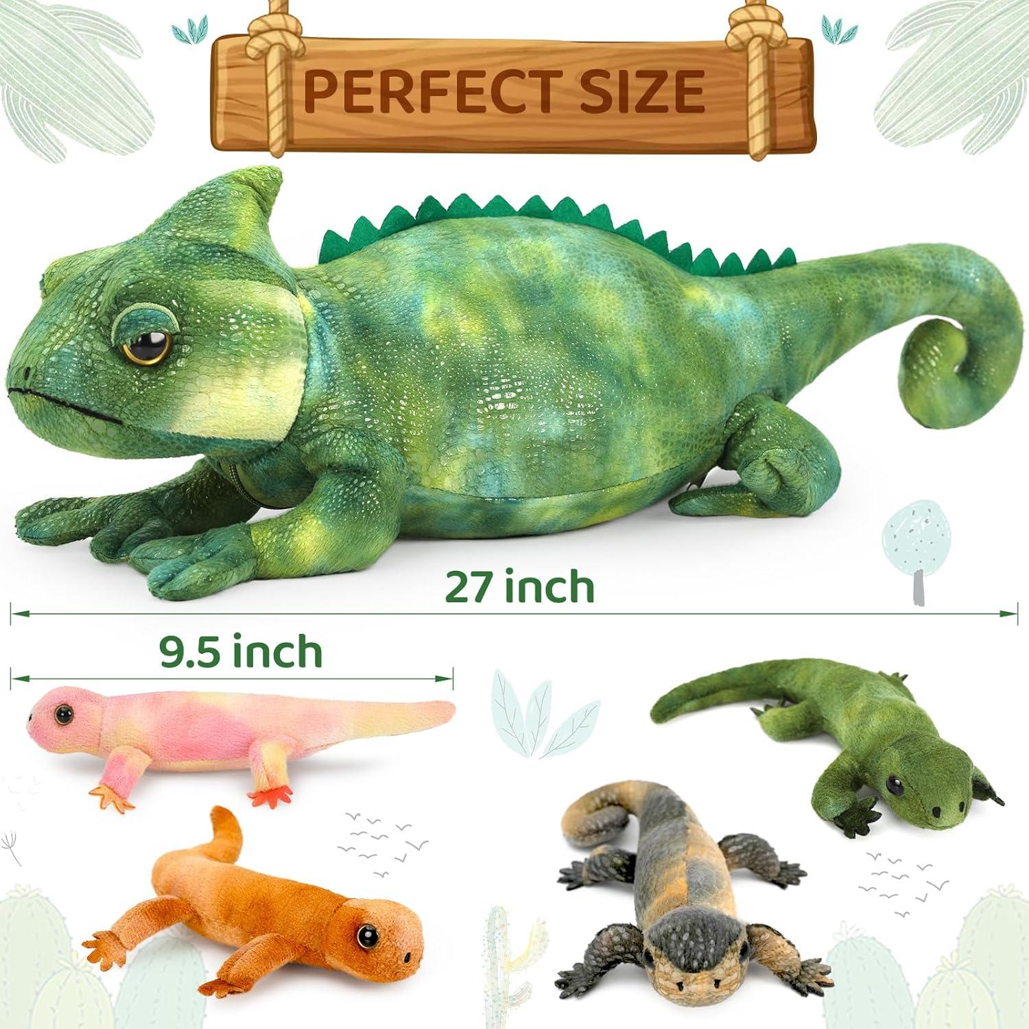 Peluche Lagarto Gigante 68 cm con 4 Bebés - Regalo Ideal
