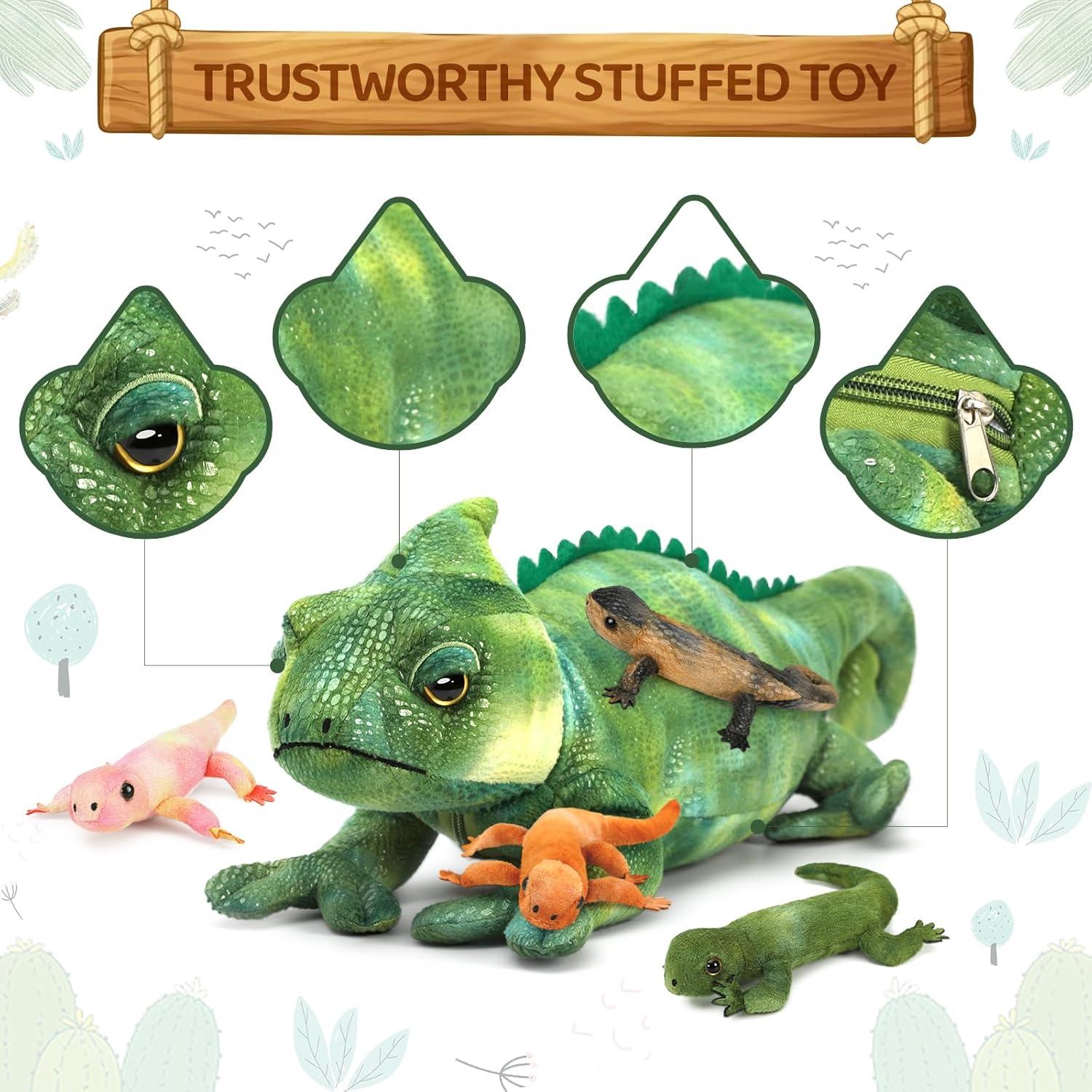 Peluche Lagarto Gigante 68 cm con 4 Bebés - Regalo Ideal