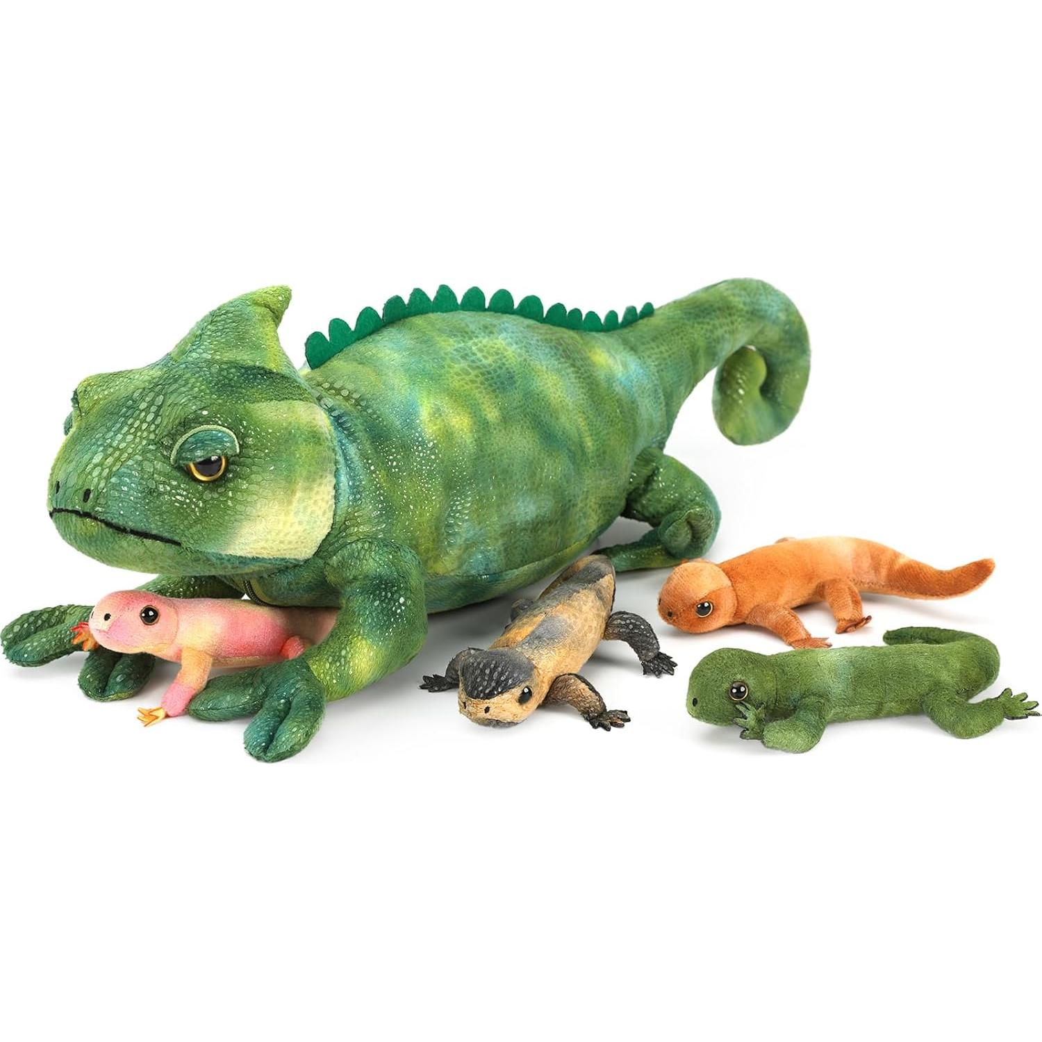 Peluche Lagarto Gigante 68 cm con 4 Bebés - Regalo Ideal