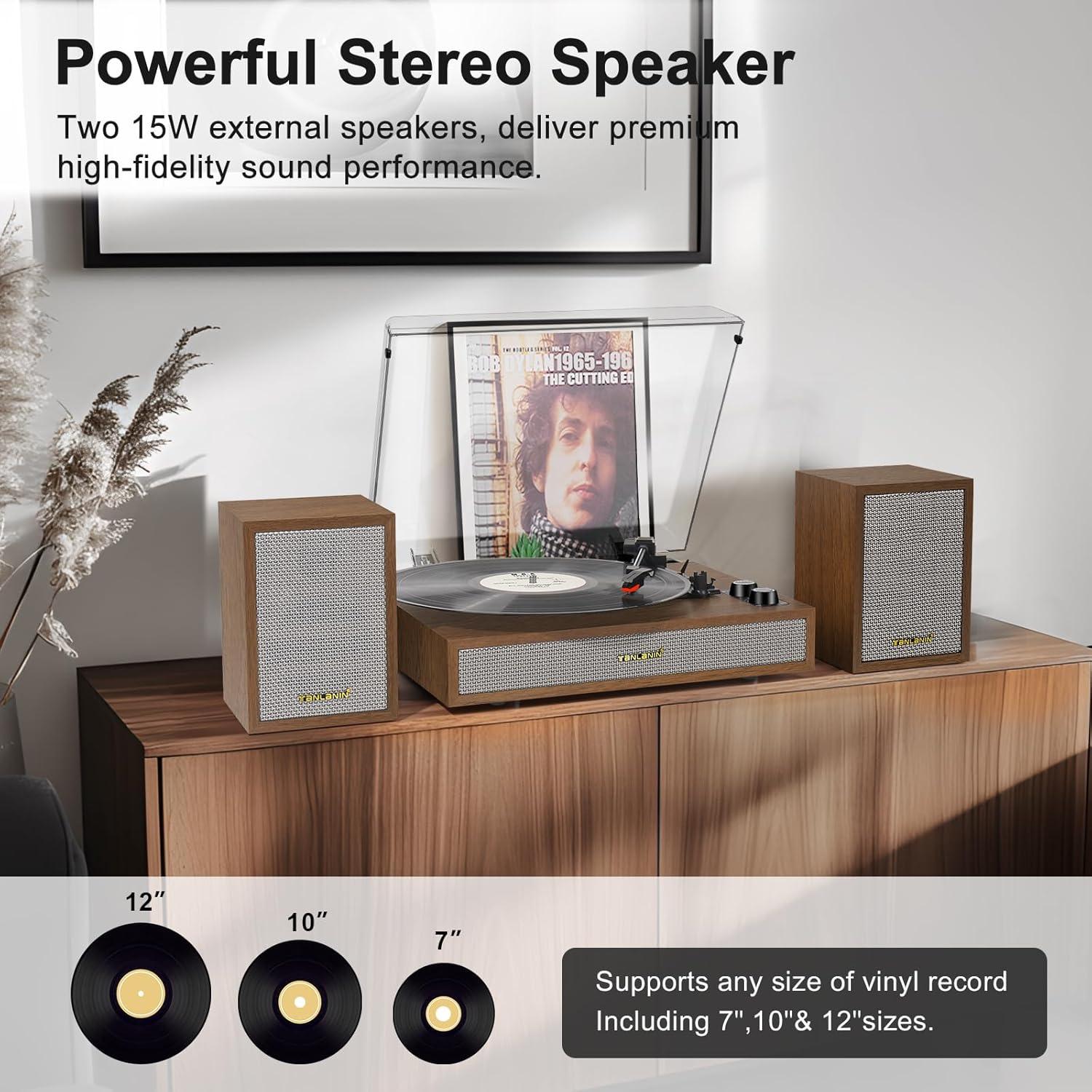 Reproductor de Vinilo TANLANIN TE-2028-TAN Bluetooth 33/45/78 RPM