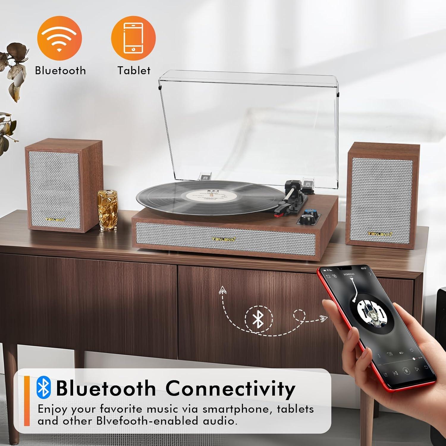 Reproductor de Vinilo TANLANIN TE-2028-TAN Bluetooth 33/45/78 RPM