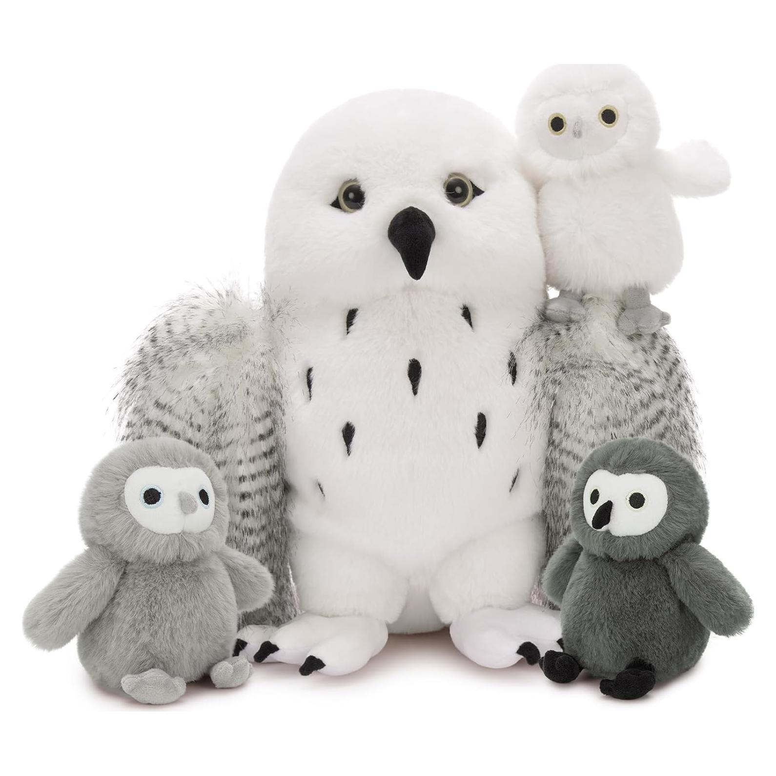 Juego de 4 Búhos de Peluche Karister con Búho Madre y Bebés