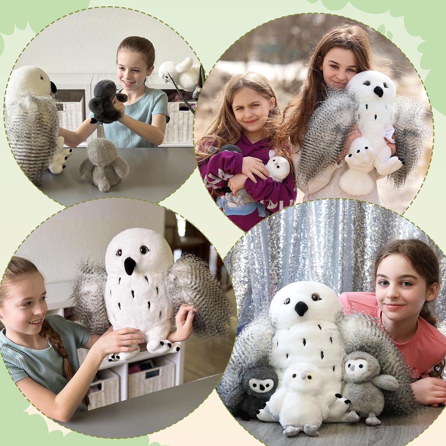 Juego de 4 Búhos de Peluche Karister con Búho Madre y Bebés