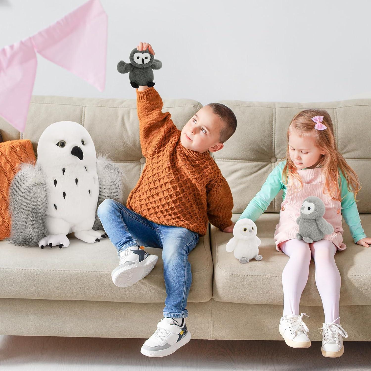 Juego de 4 Búhos de Peluche Karister con Búho Madre y Bebés