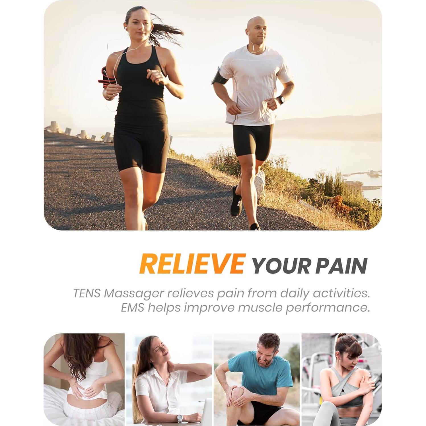 Estimulador Muscular TENS EMS AVCOO Portátil 30 Modos 12 Almohadillas