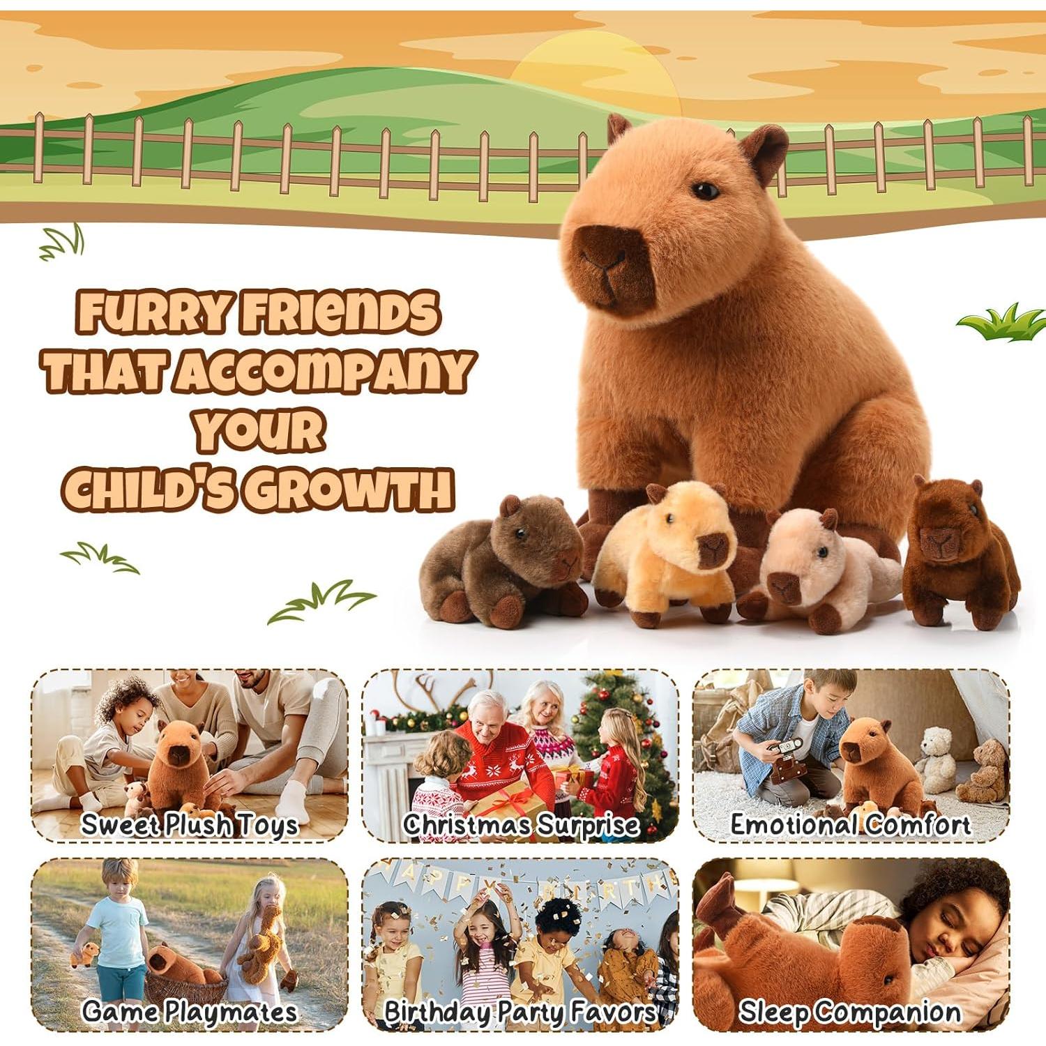 Set 5 Piezas Peluches Capibara Hollowfly Suaves para Niños