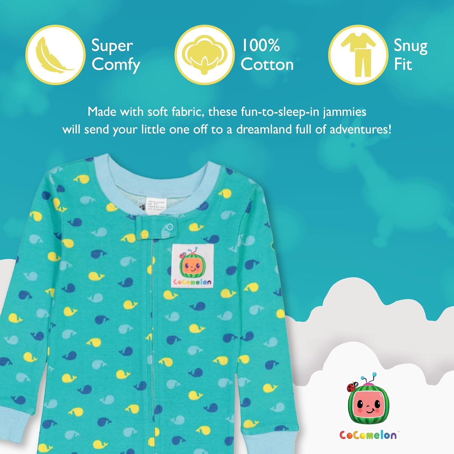 Pijamas CoComelon 100% Algodón Sin Pies para Niños 2T