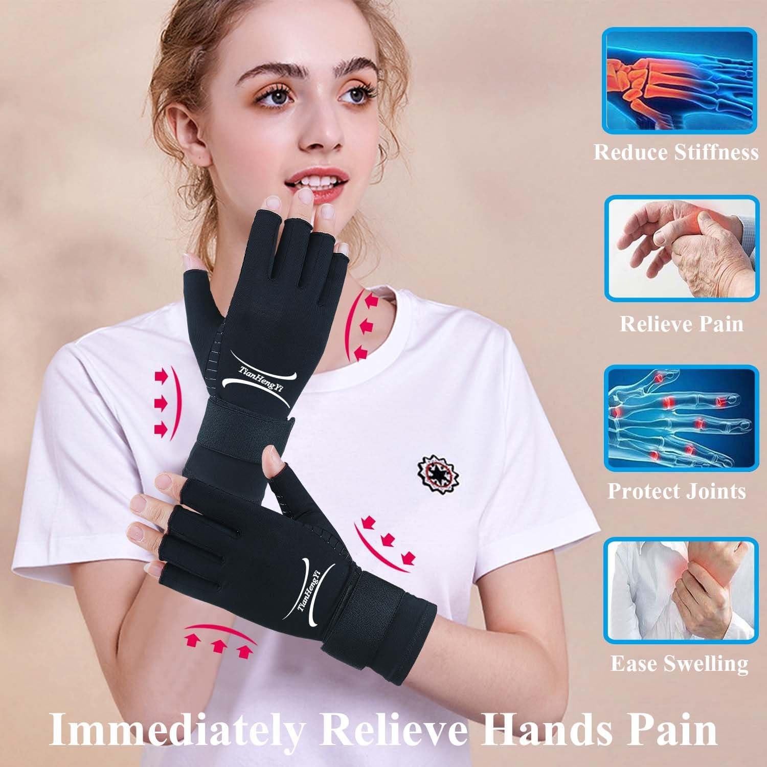 Guantes de Cobre para Artritis Tianhengyi Sin Dedos - Pequeño-Mediano