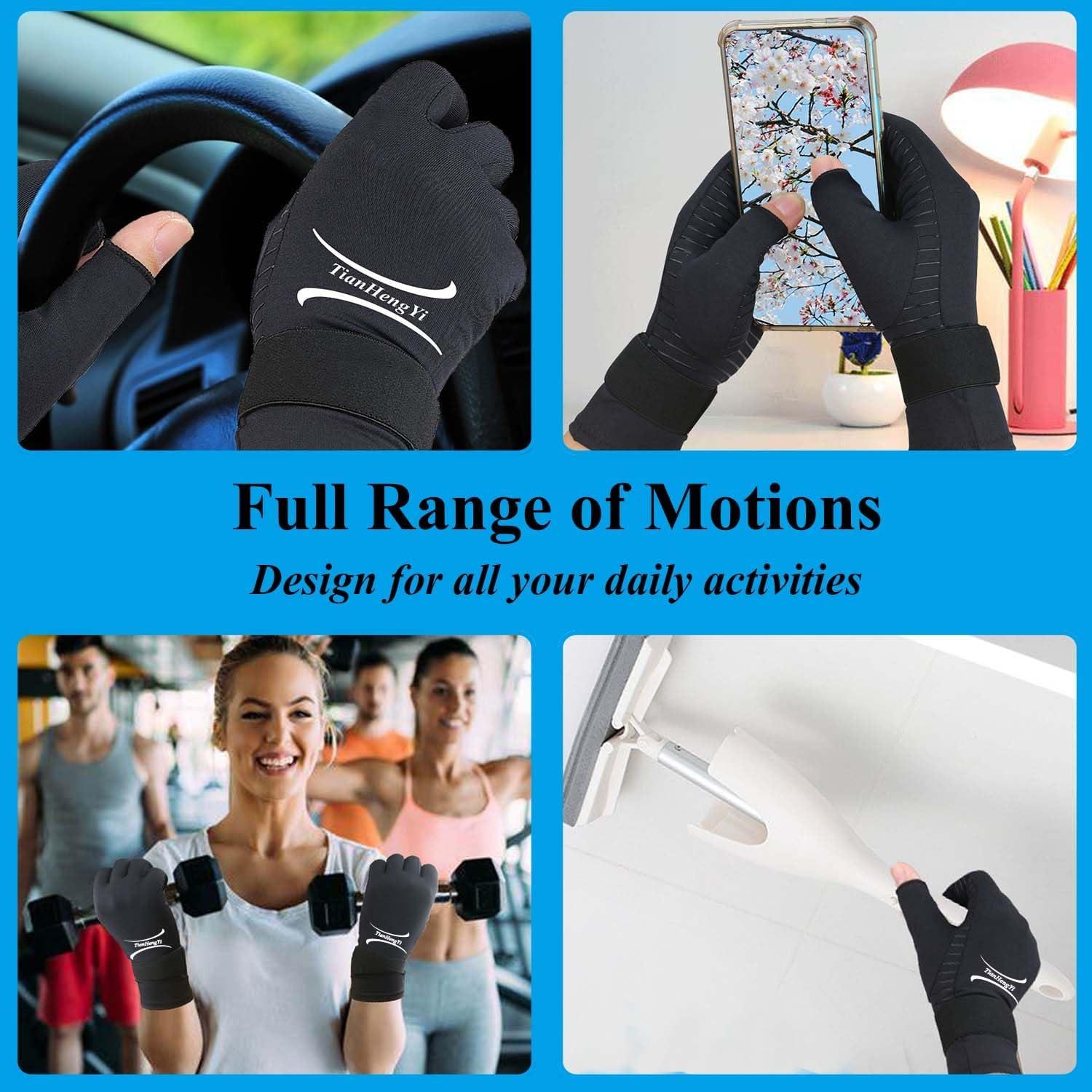 Guantes de Cobre para Artritis Tianhengyi Sin Dedos - Pequeño-Mediano