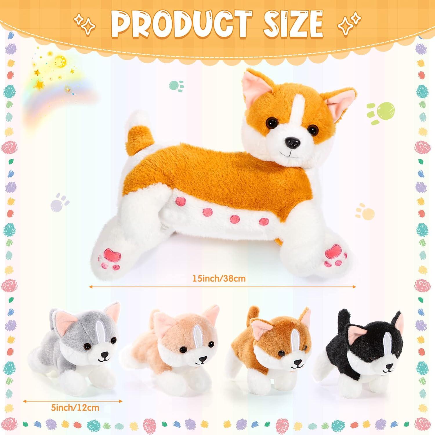 Conjunto de Peluches de Perro Mamá Honoson 4 Cachorros 38 cm