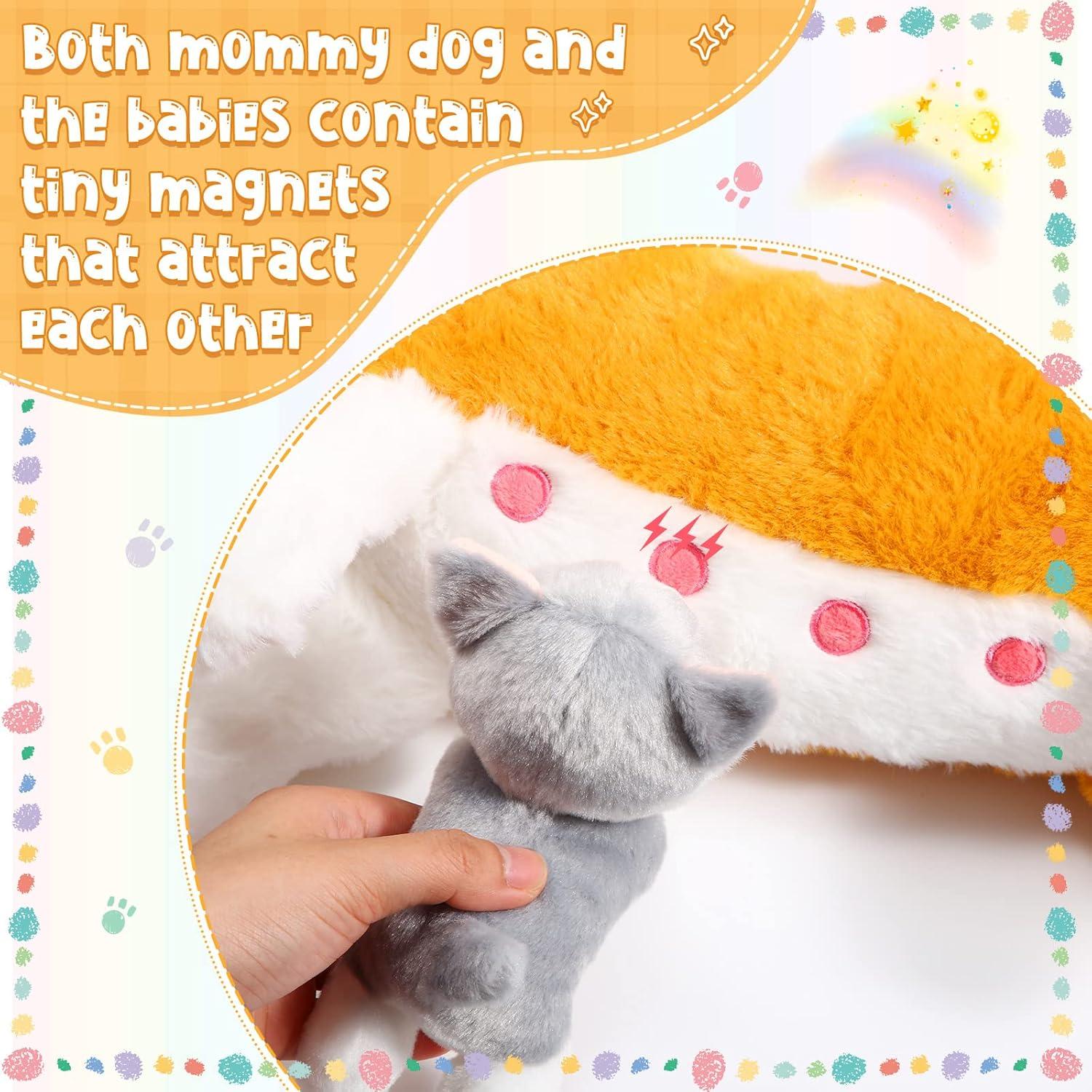 Conjunto de Peluches de Perro Mamá Honoson 4 Cachorros 38 cm