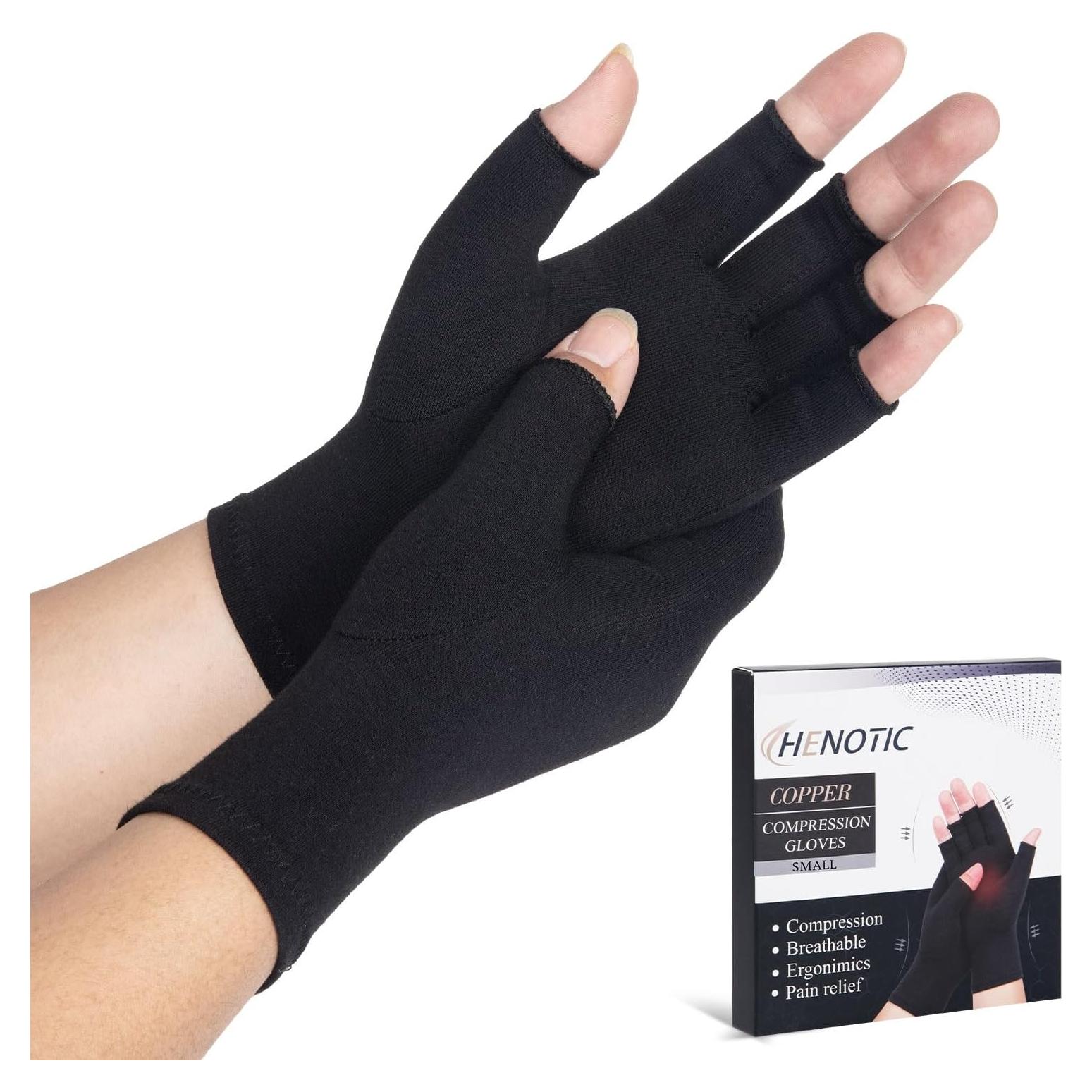 Guantes de Compresión para Artritis Unisex Negro Pequeño