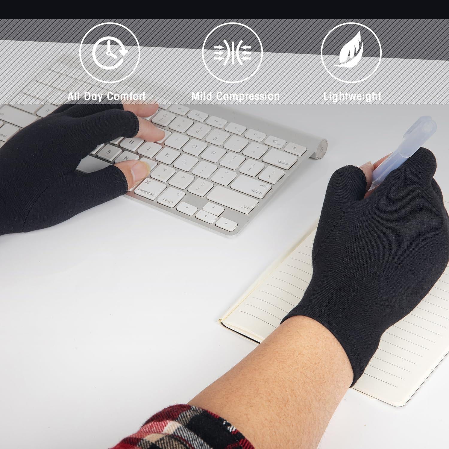 Guantes de Compresión para Artritis Unisex Negro Pequeño