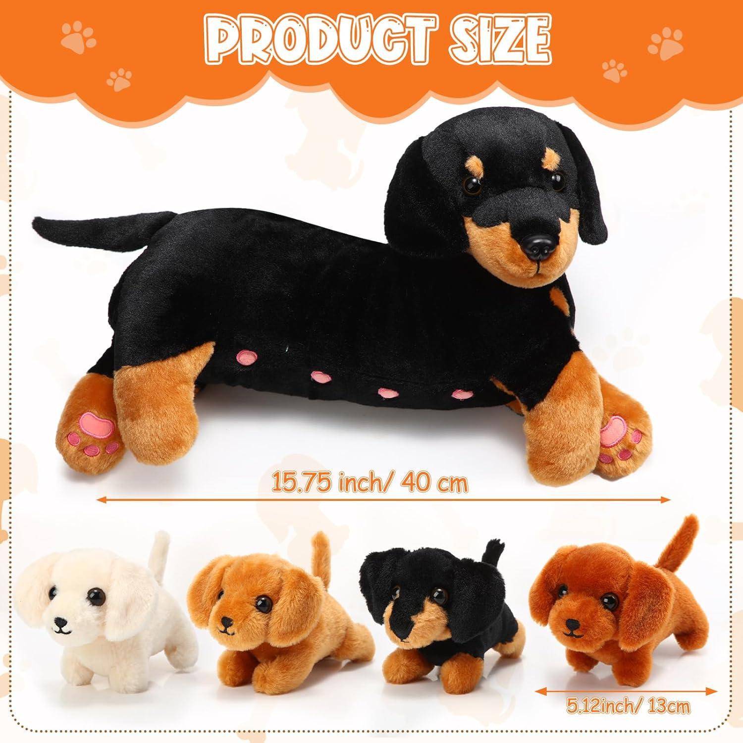 Conjunto de Peluches de Perro Honoson con 4 Cachorros