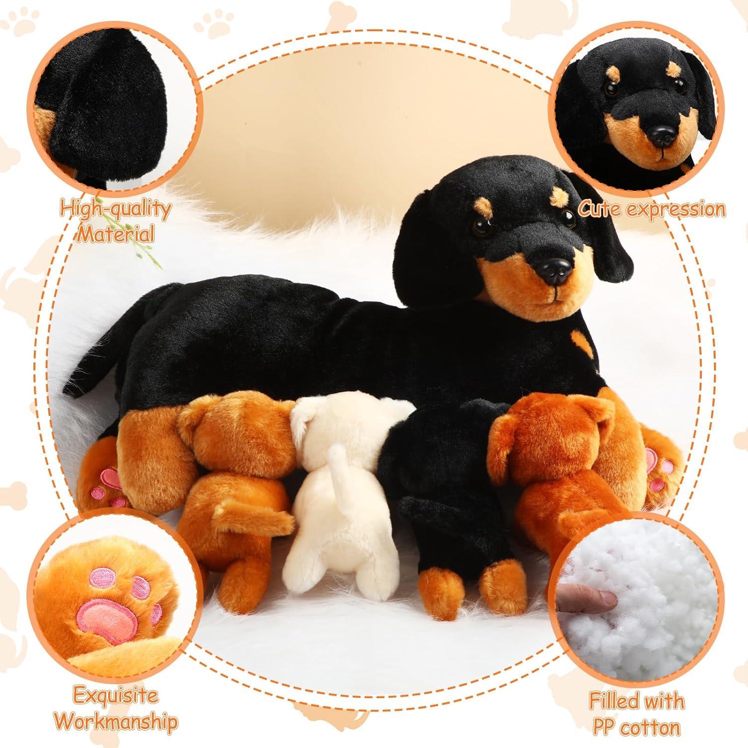 Conjunto de Peluches de Perro Honoson con 4 Cachorros