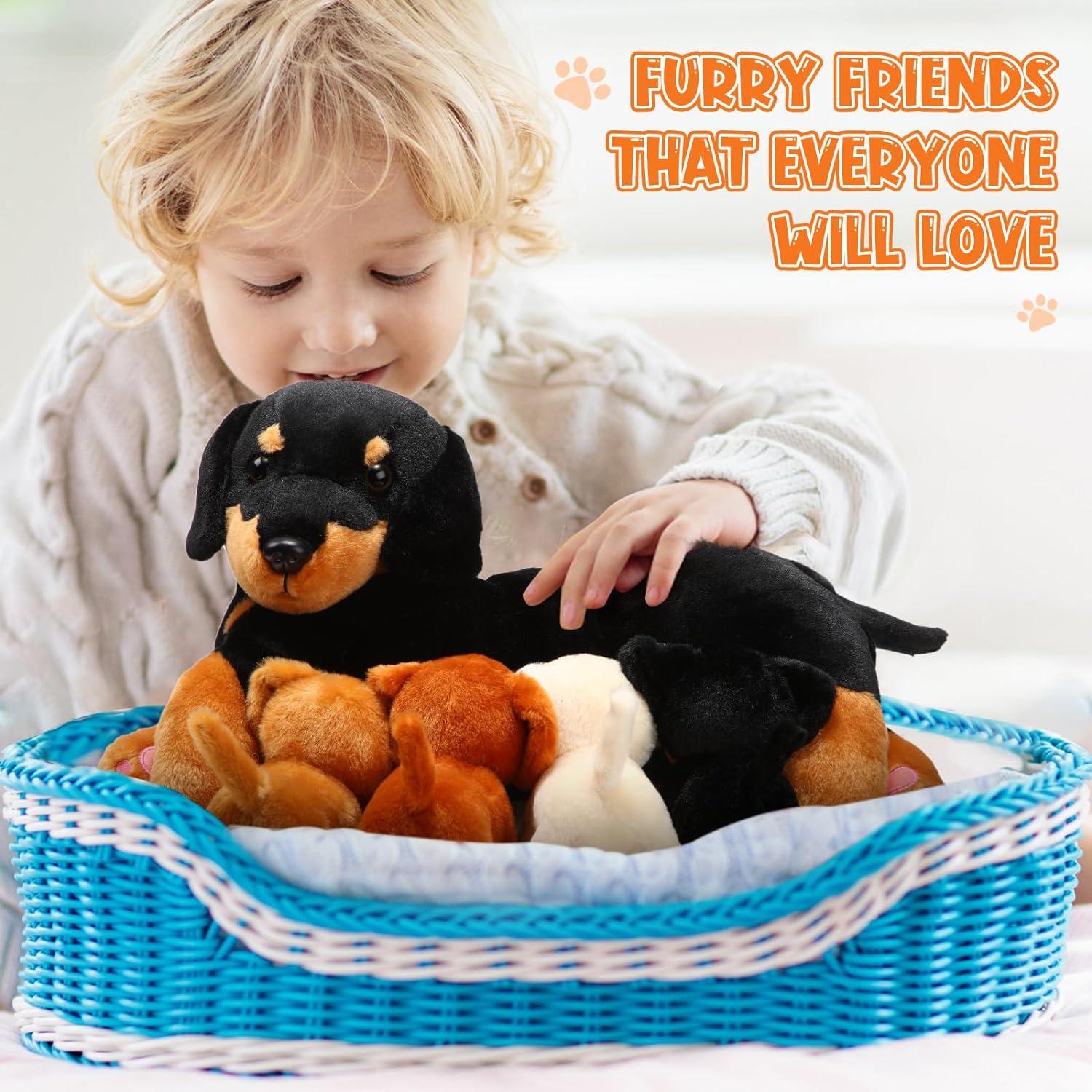 Conjunto de Peluches de Perro Honoson con 4 Cachorros