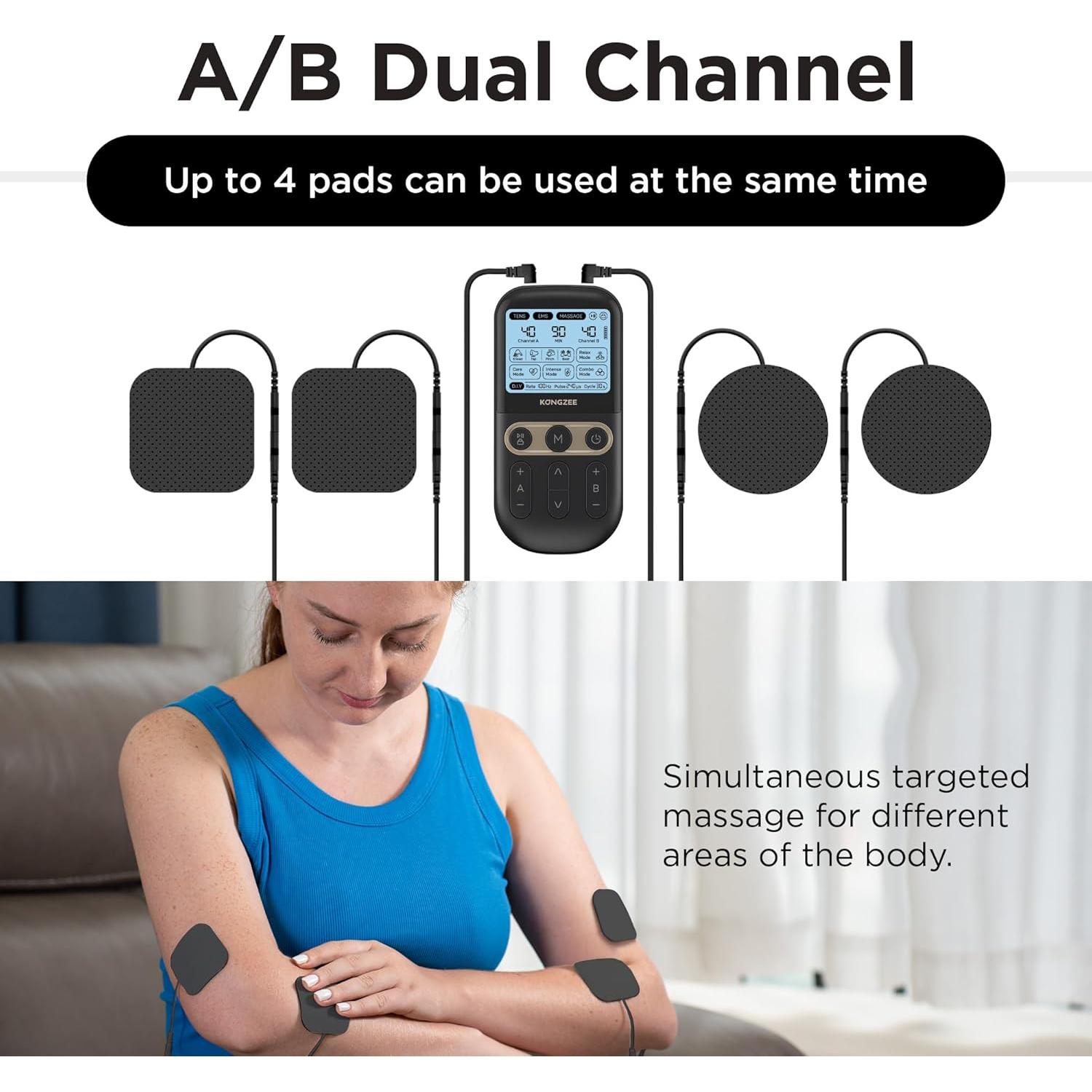 Estimulador Muscular 4 en 1 Kongzee TENS EMS Recargable