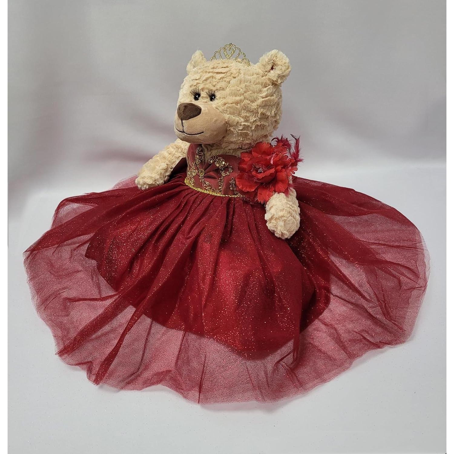 Oso de Peluche 50,8 cm Quinceañera Burdeos con Tiara