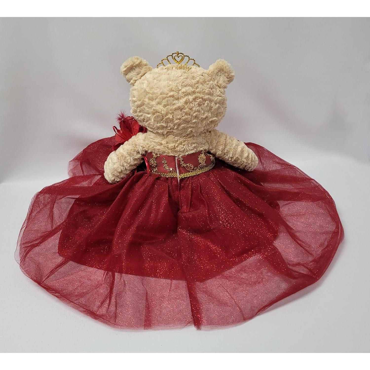 Oso de Peluche 50,8 cm Quinceañera Burdeos con Tiara