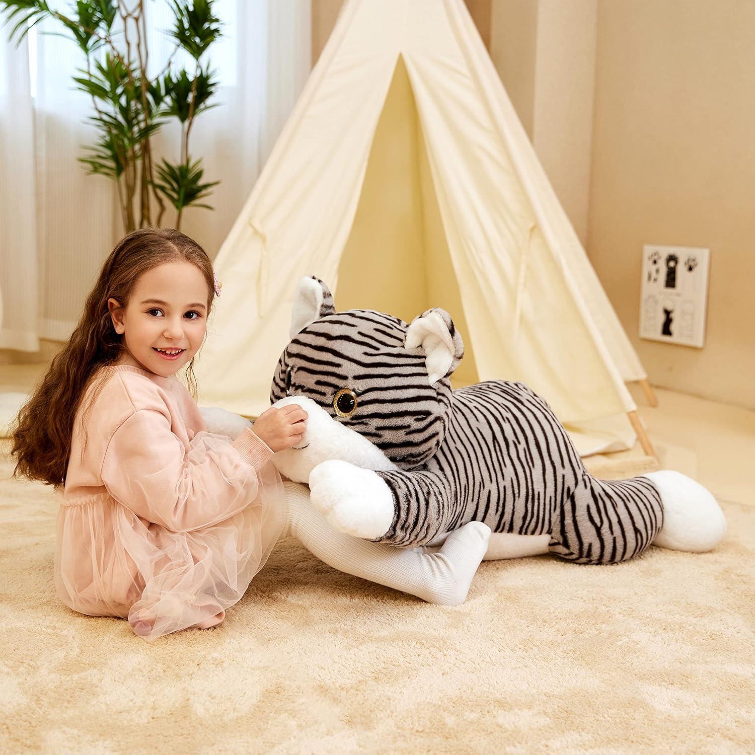 IKASA Gato Gigante Rayado de Peluche 76 cm Suave