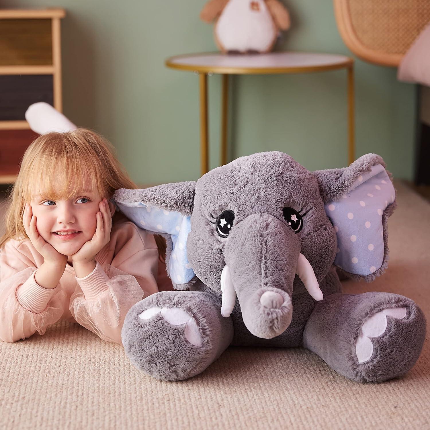 IKASA Elefante Gigante de Peluche 73.66 cm Suave Jumbo