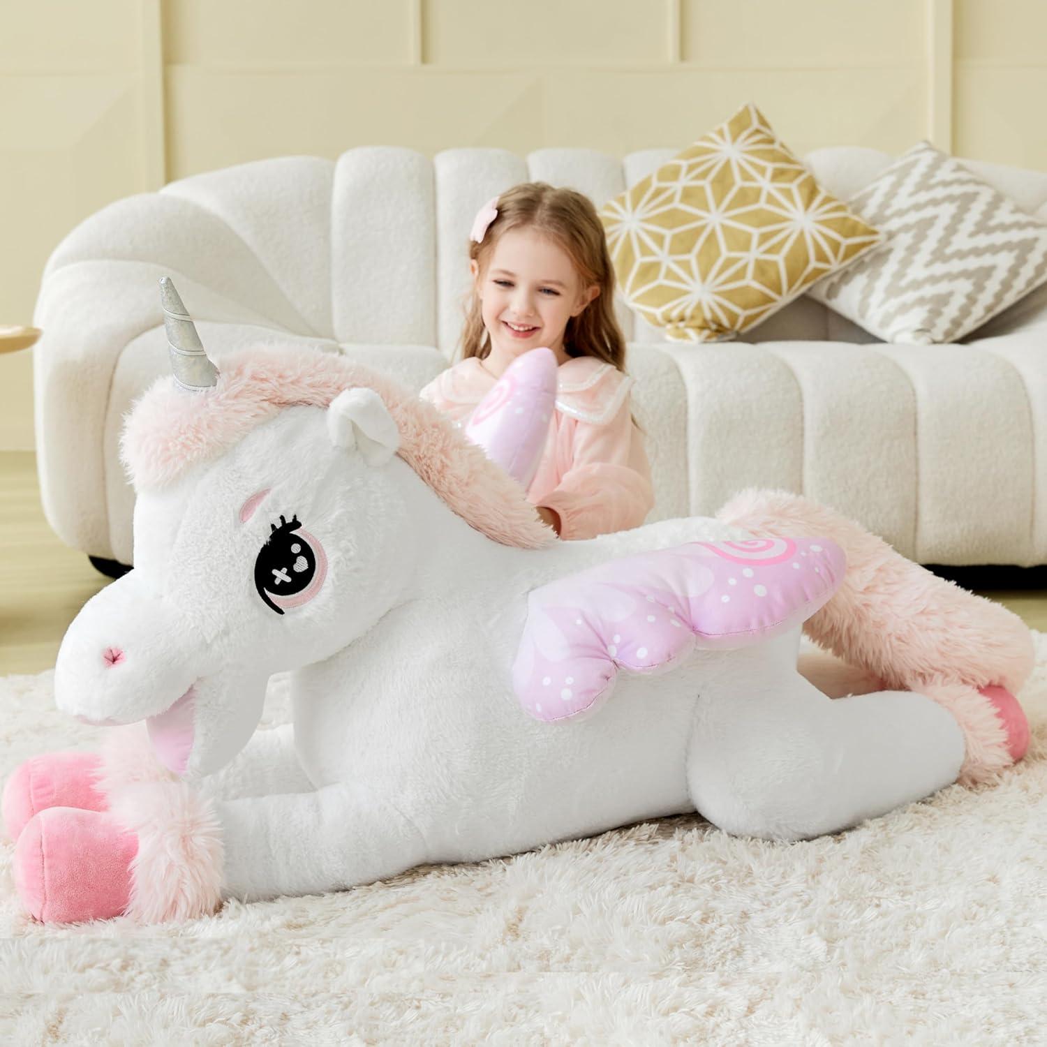 IKASA Unicornio de Peluche Jumbo 109 cm Suave y Esponjoso