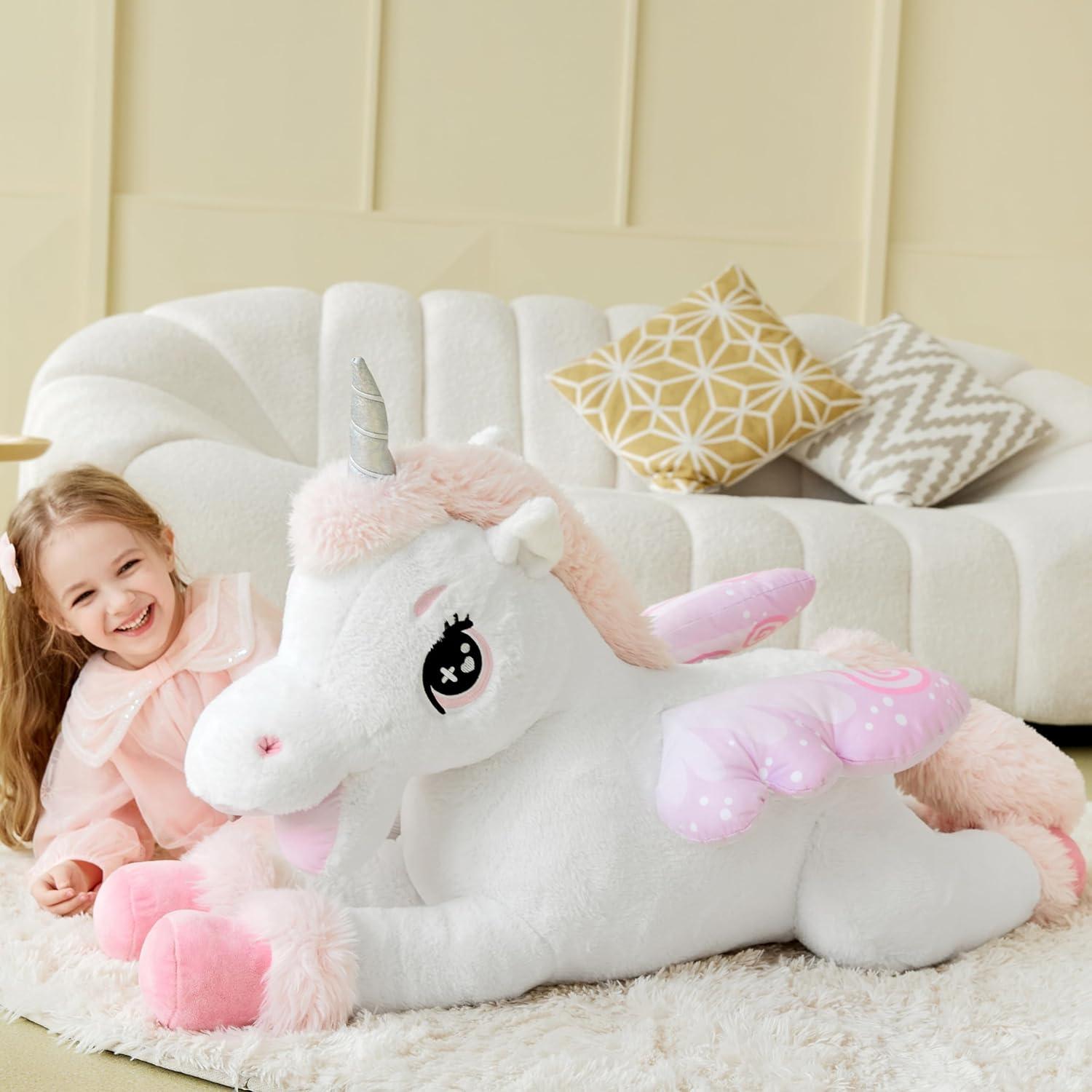 IKASA Unicornio de Peluche Jumbo 109 cm Suave y Esponjoso