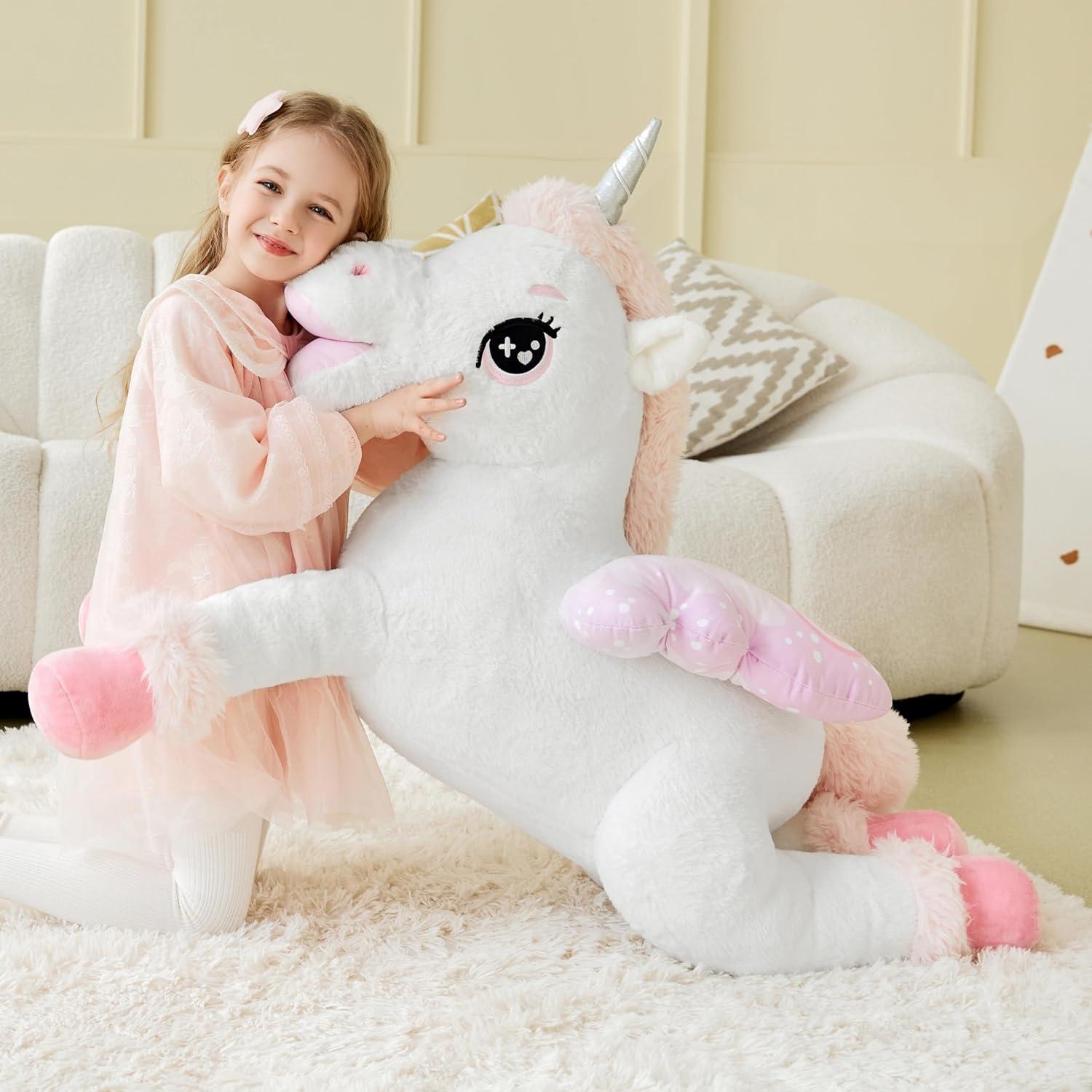 IKASA Unicornio de Peluche Jumbo 109 cm Suave y Esponjoso