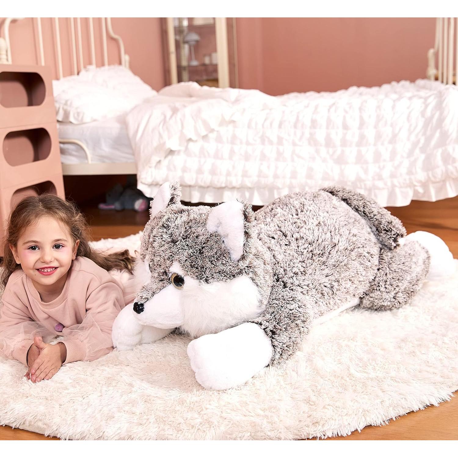 IKASA Peluche Gigante Lobo 76 cm Suave para Niños