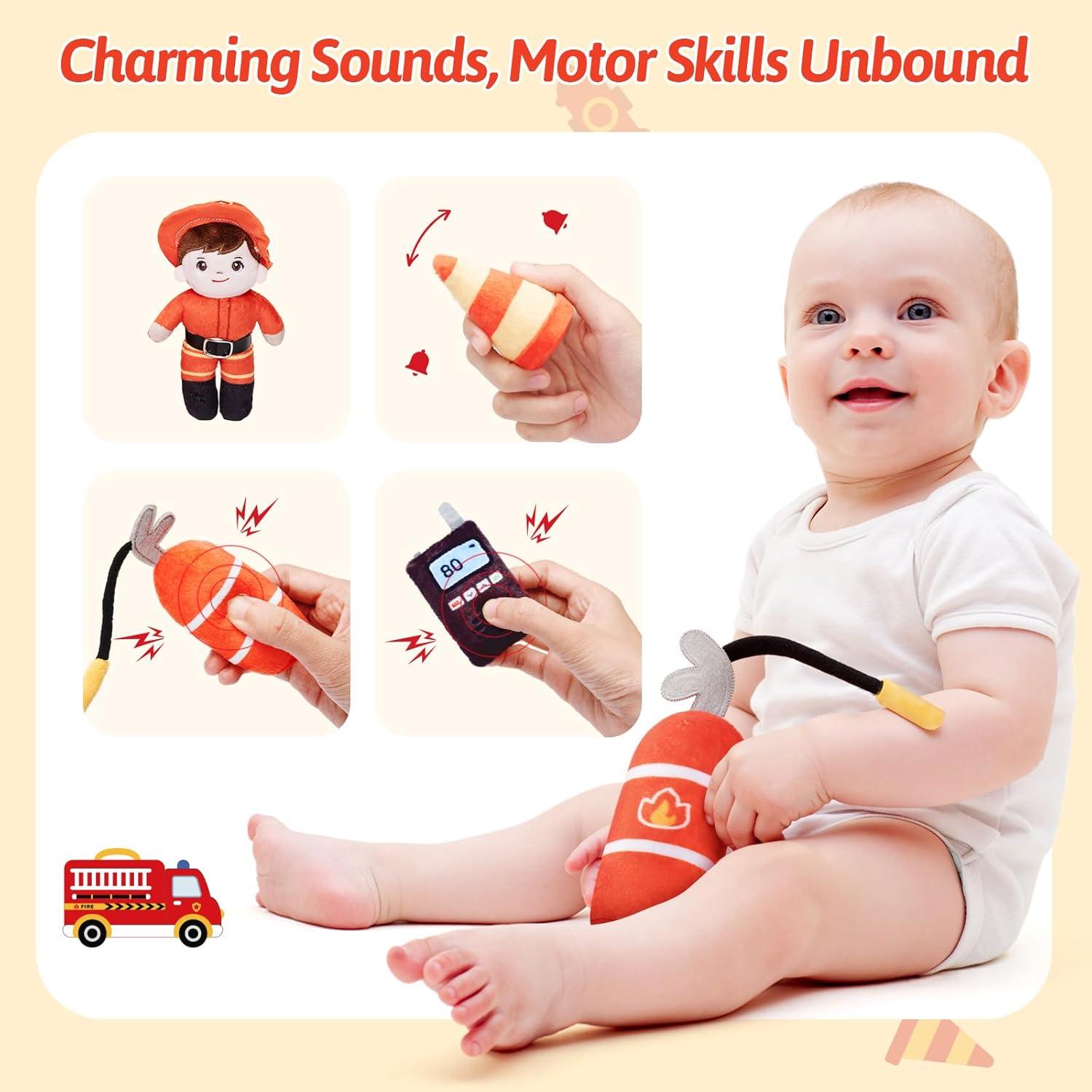 OUOZZZ Juguete de Camión de Bomberos de Peluche - Set Infantil