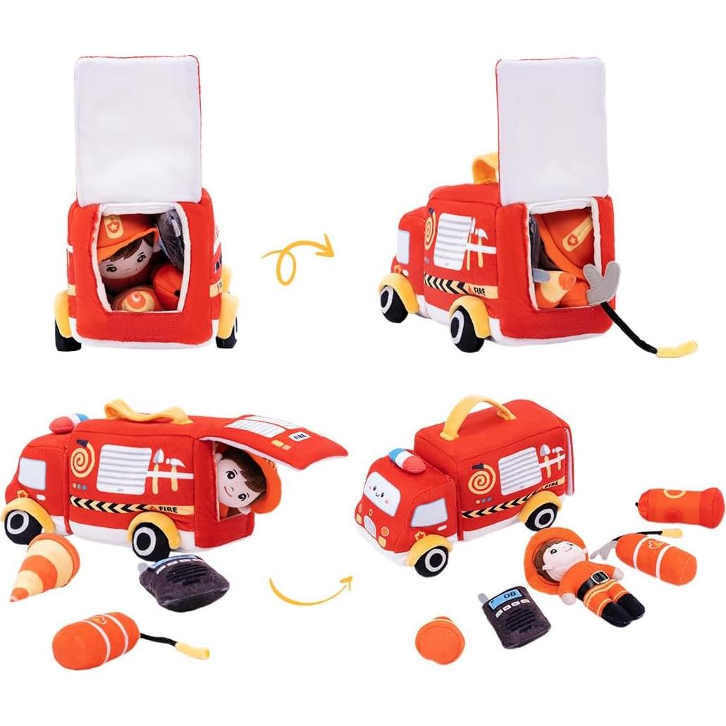 OUOZZZ Juguete de Camión de Bomberos de Peluche - Set Infantil