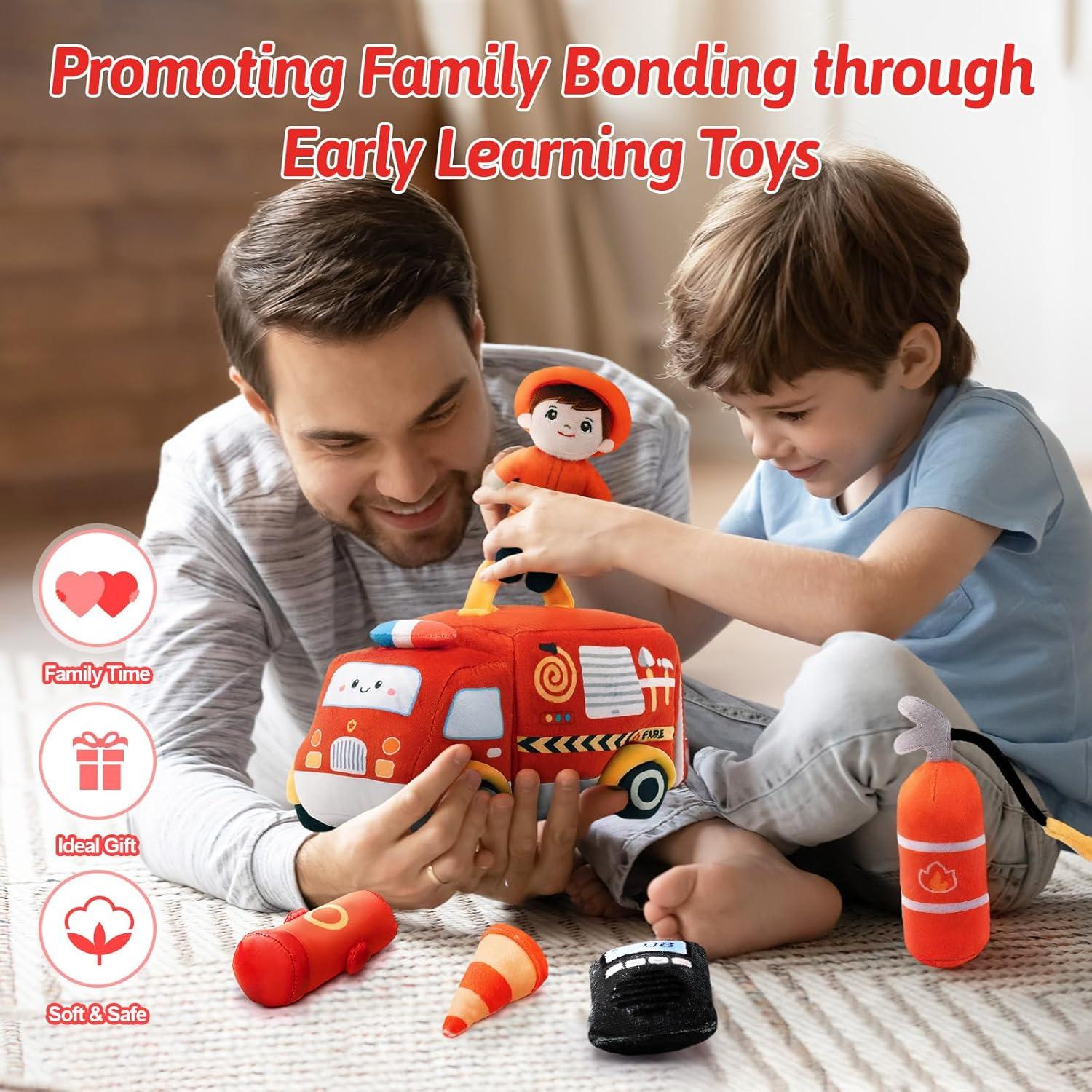 OUOZZZ Juguete de Camión de Bomberos de Peluche - Set Infantil