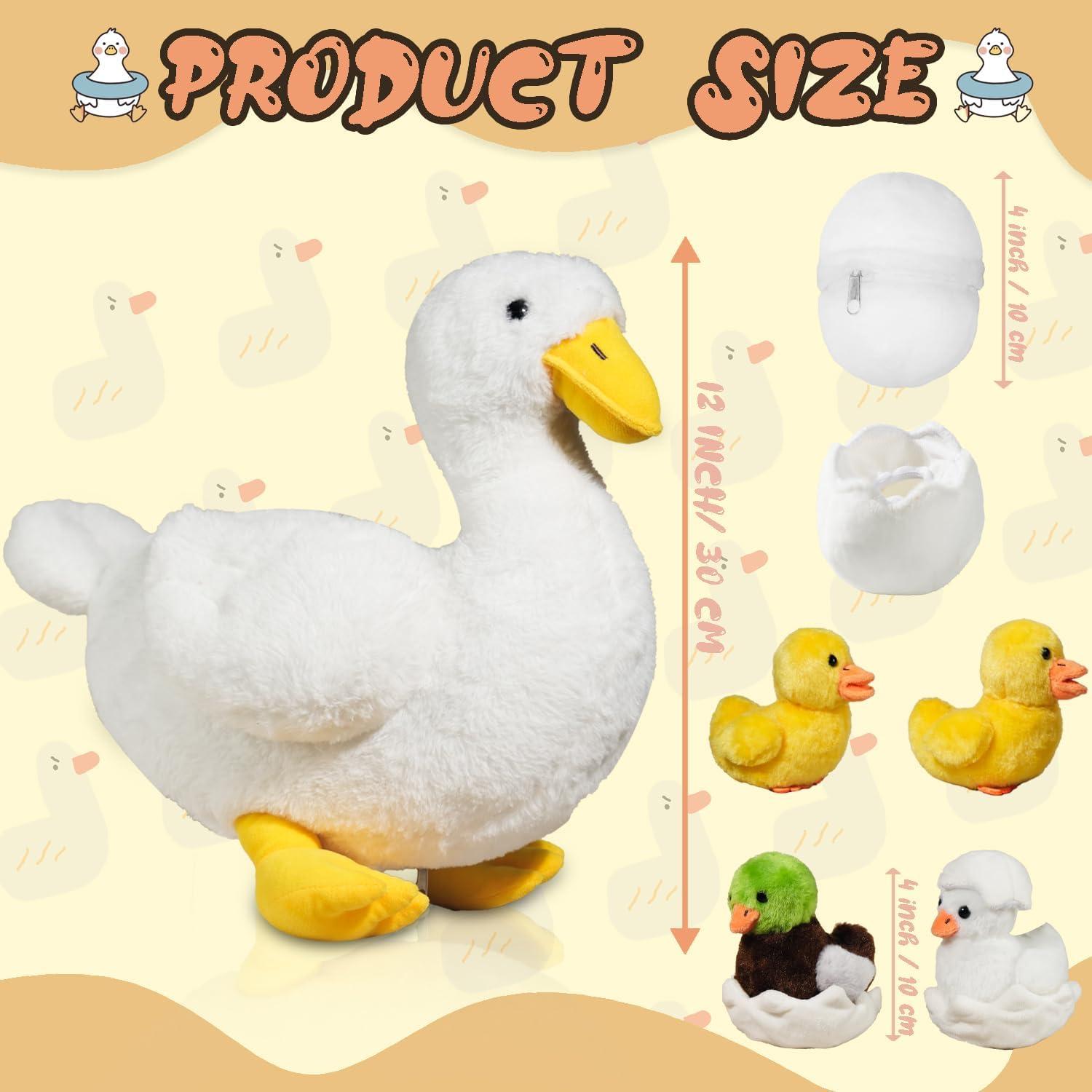 Peluche 7 en 1 Pato Blanco con Patitos y Huevos