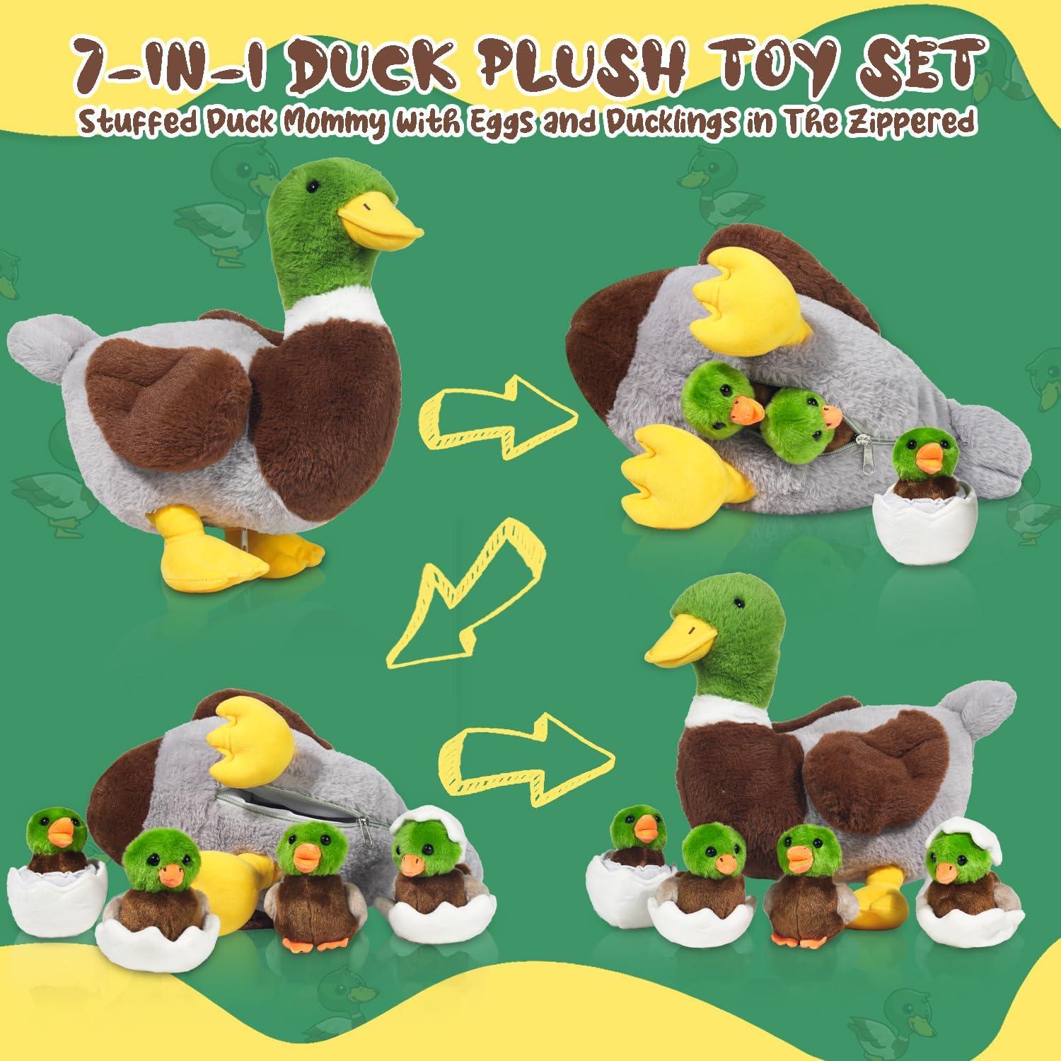 Pato de Peluche 7 en 1 XYHQYB con Patitos y Huevos