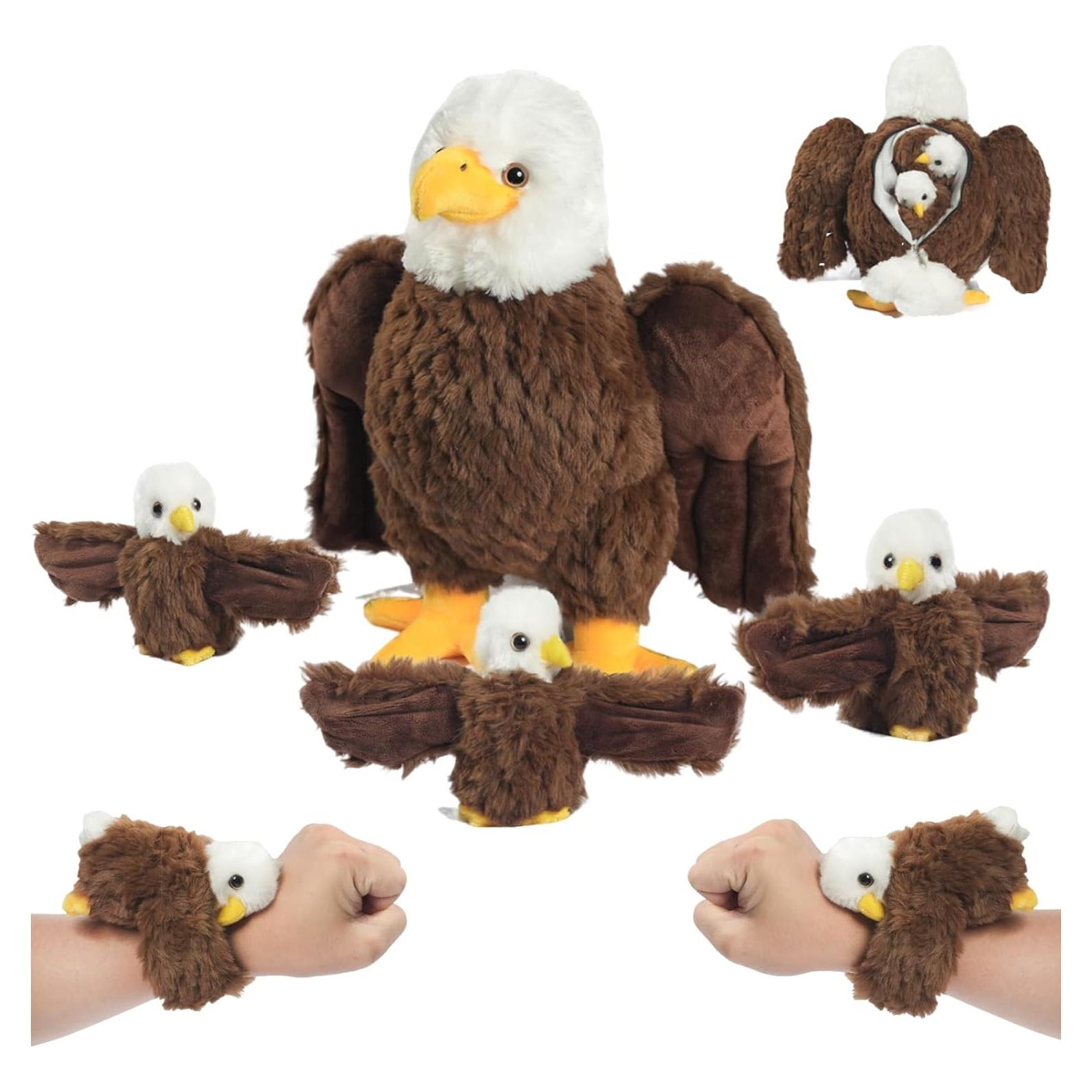 Peluche Águila Calva 4 en 1 con Bebés y Pulseras